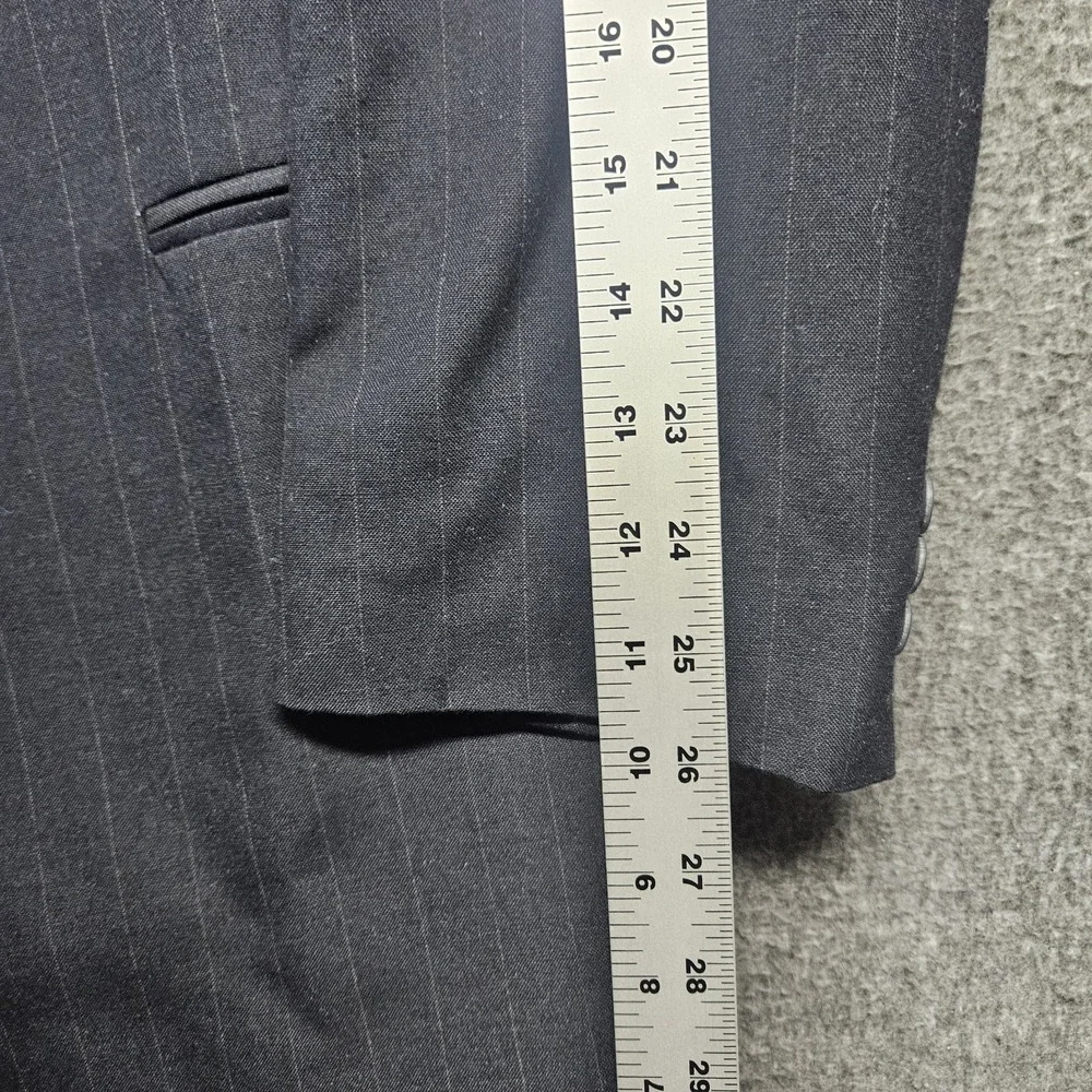 Levis Vintage Exact Blazer Mens 46L Dark Gray Pinstriped Suit Jacket Sport Coat - Picture 5 of 12